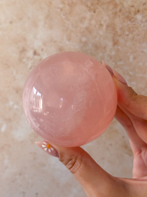 Bubblegum Star Rose Quartz Sphere | Madagascar
