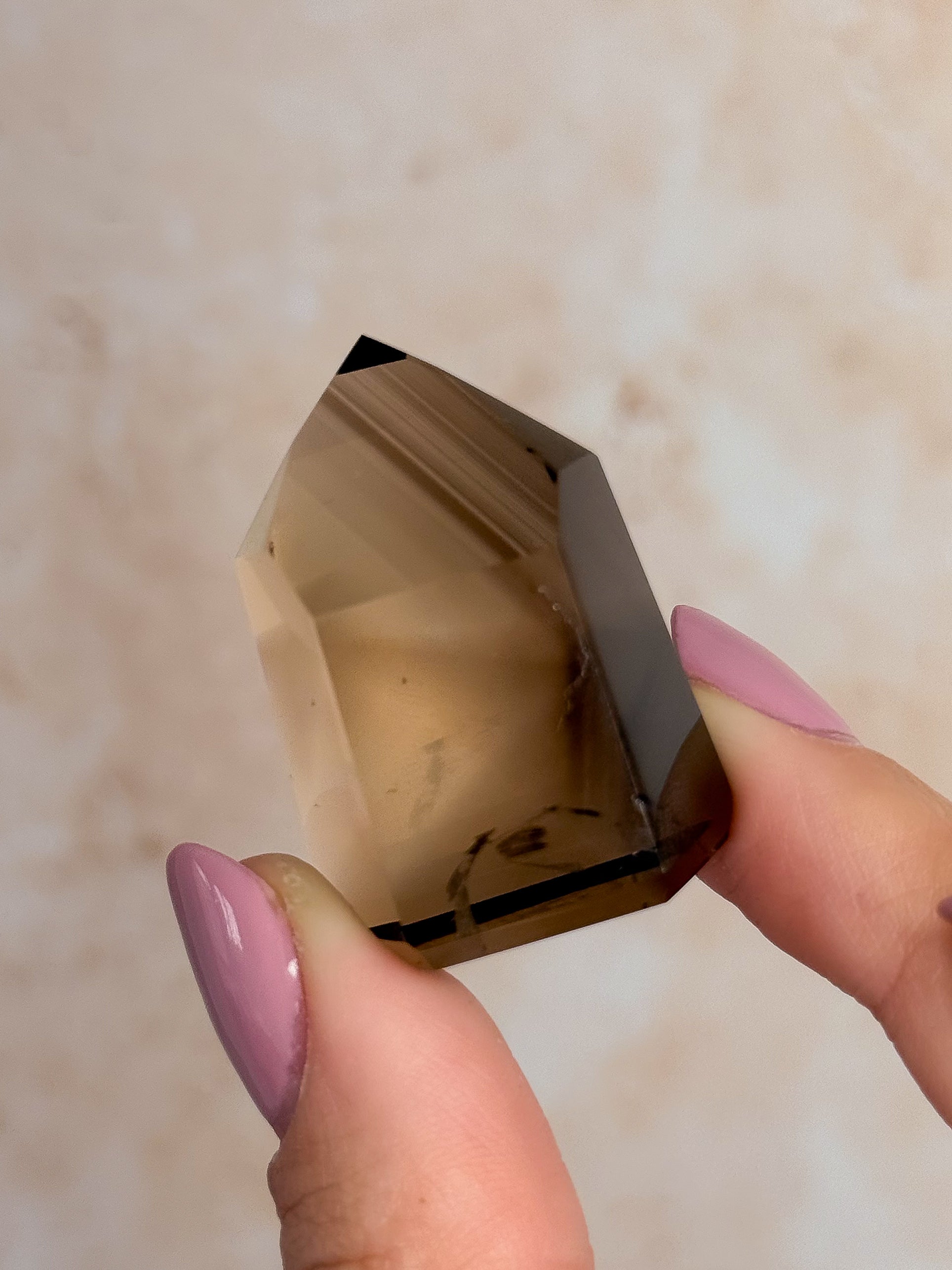 Smoky Lemurian Quartz Point With Phantoms A | Brazil