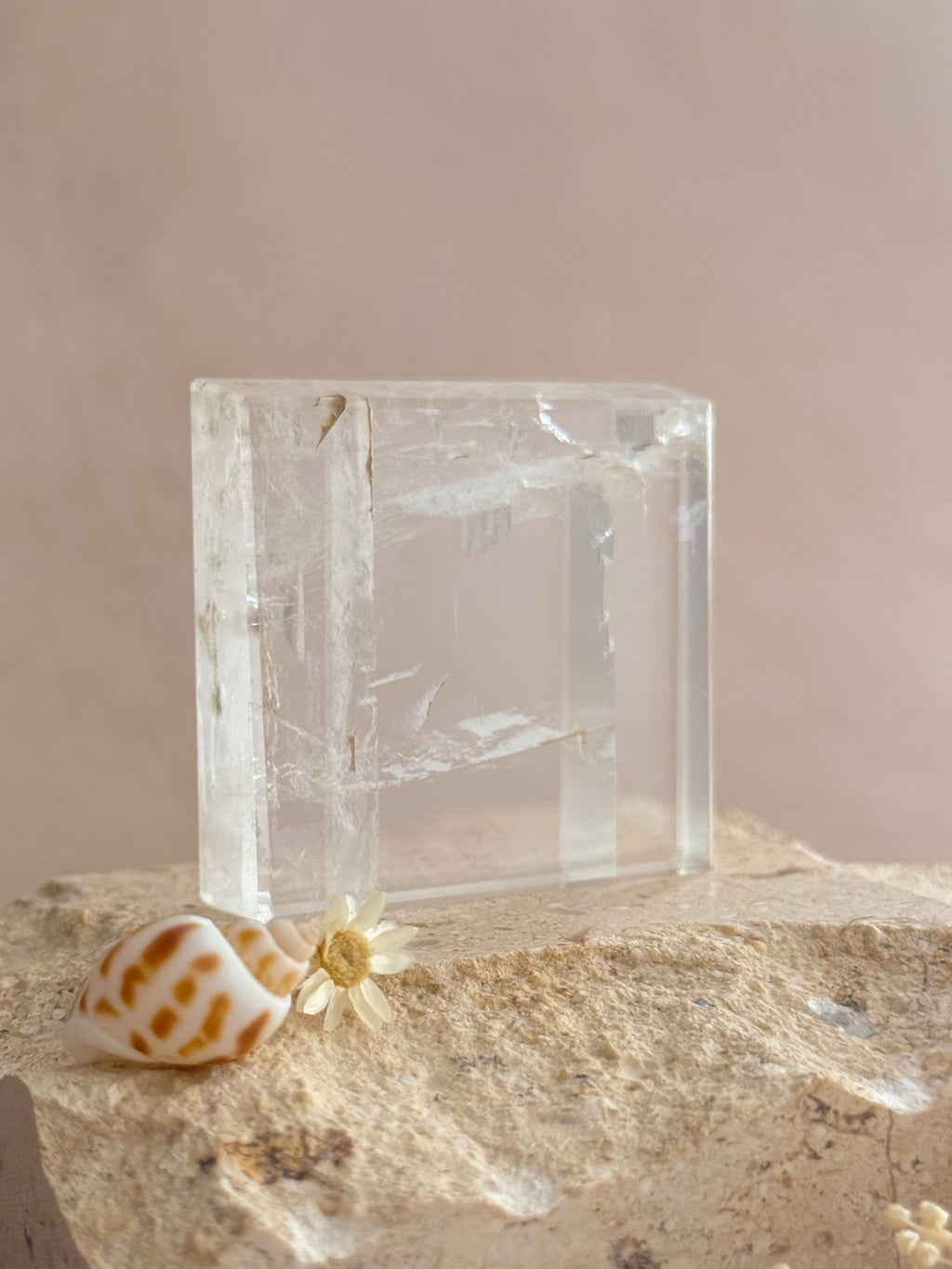 Polished Optical Calcite with Rainbows | India