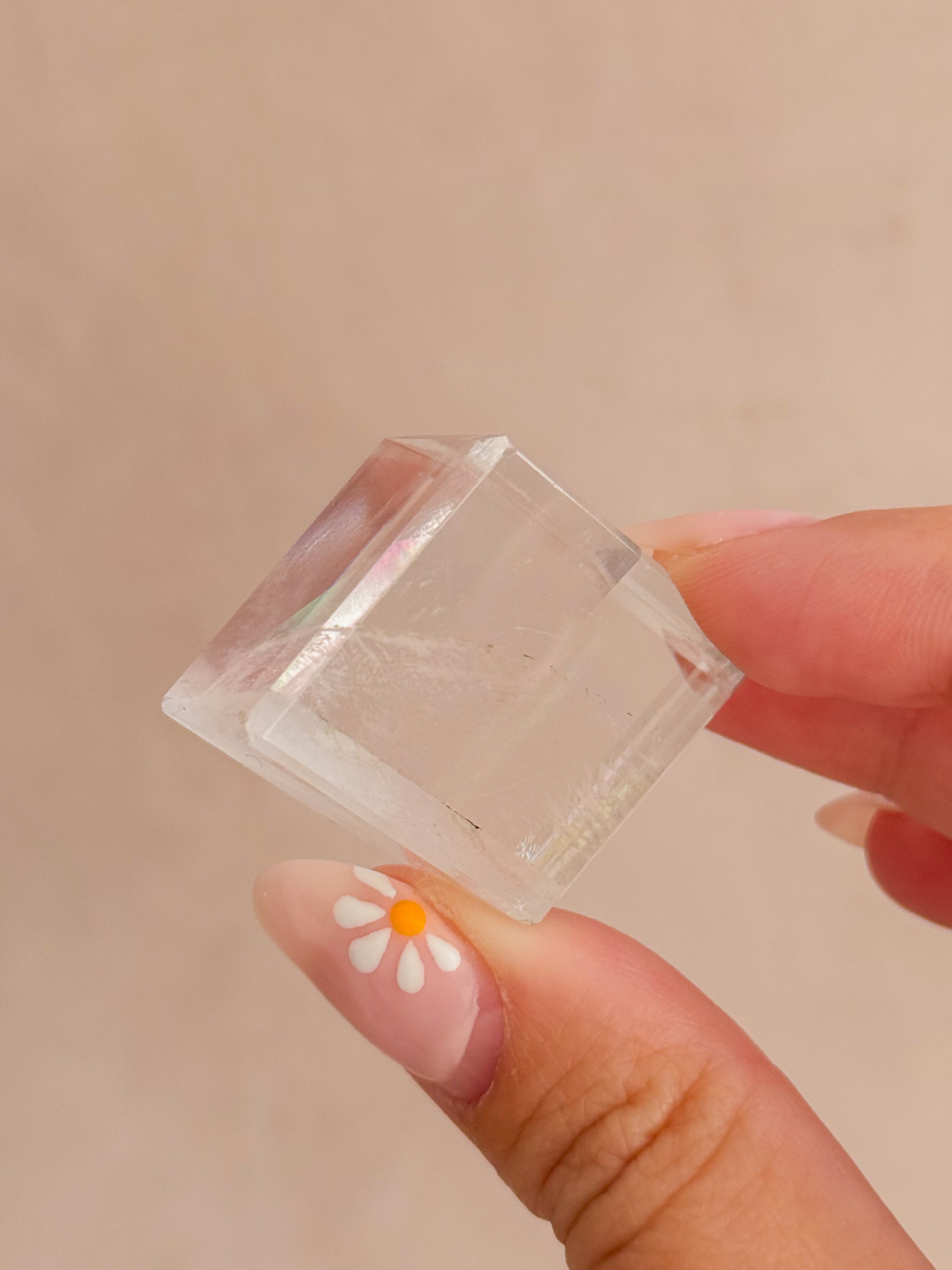 Polished Optical Calcite with Rainbows | India