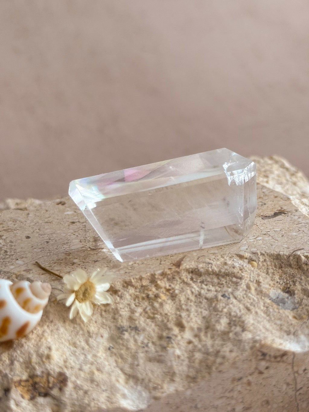 Polished Optical Calcite with Rainbows | India