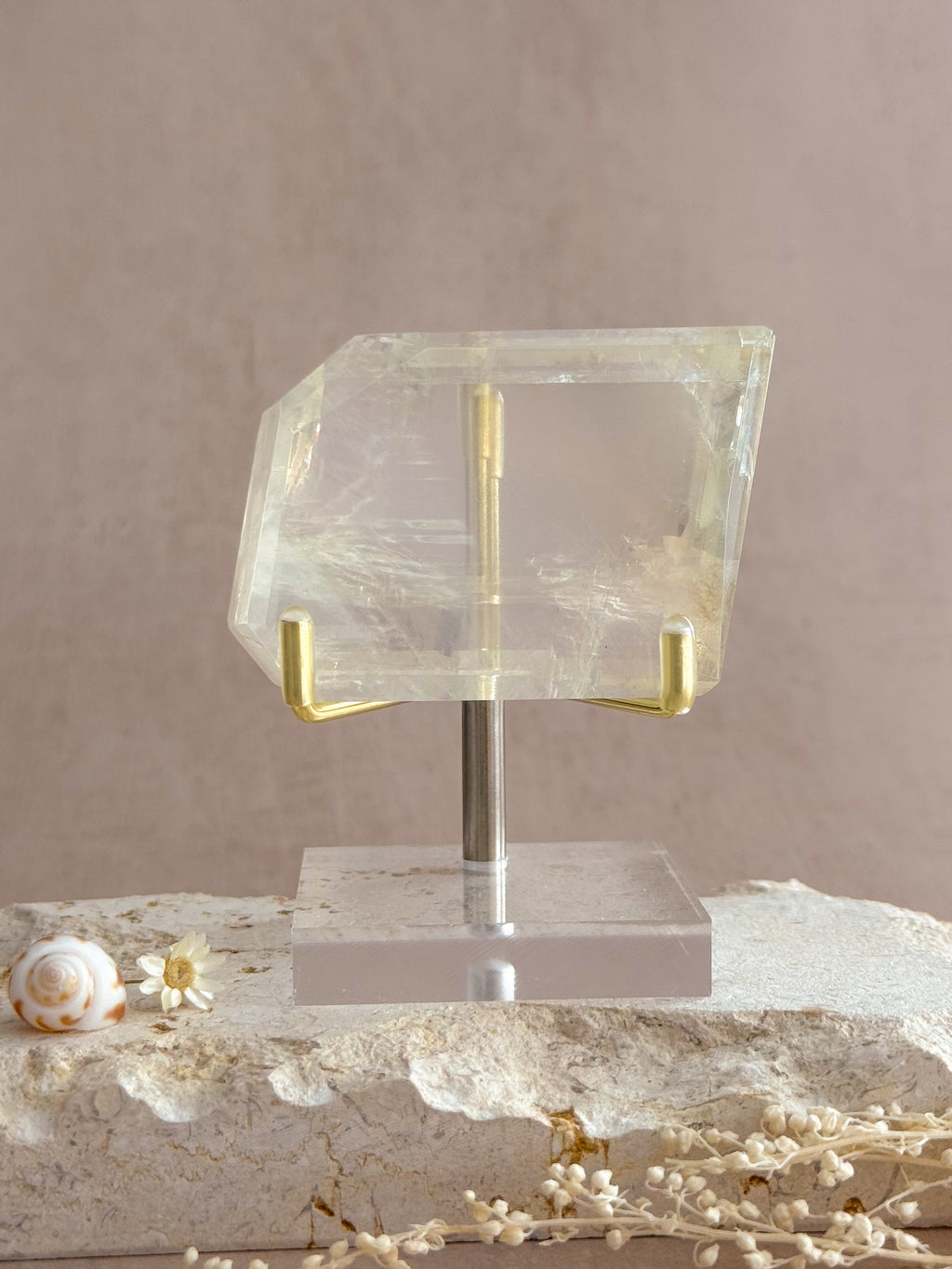 Polished Optical Calcite with Rainbows | India