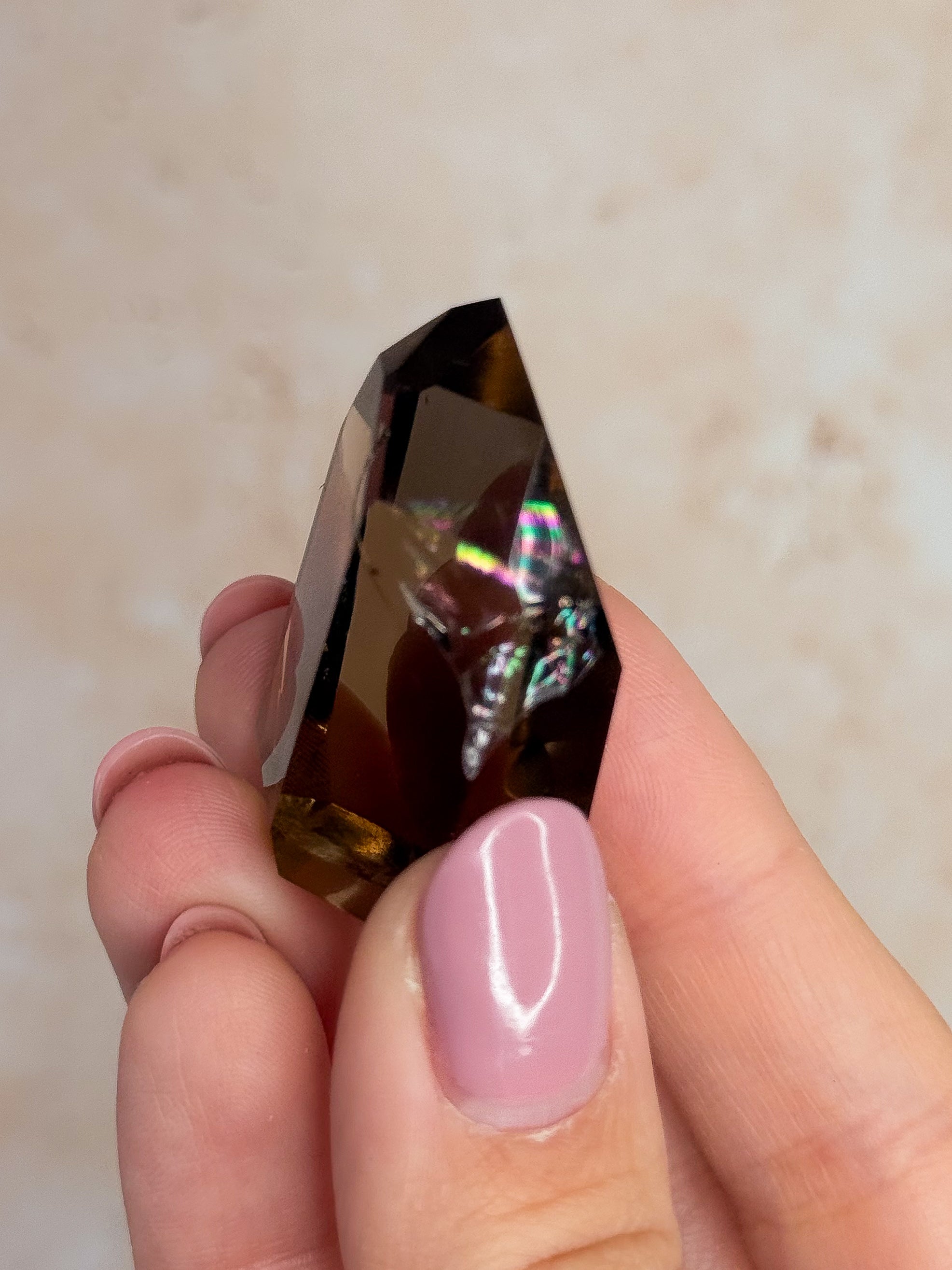 Smoky Lemurian Quartz Point With Rainbows B | Brazil