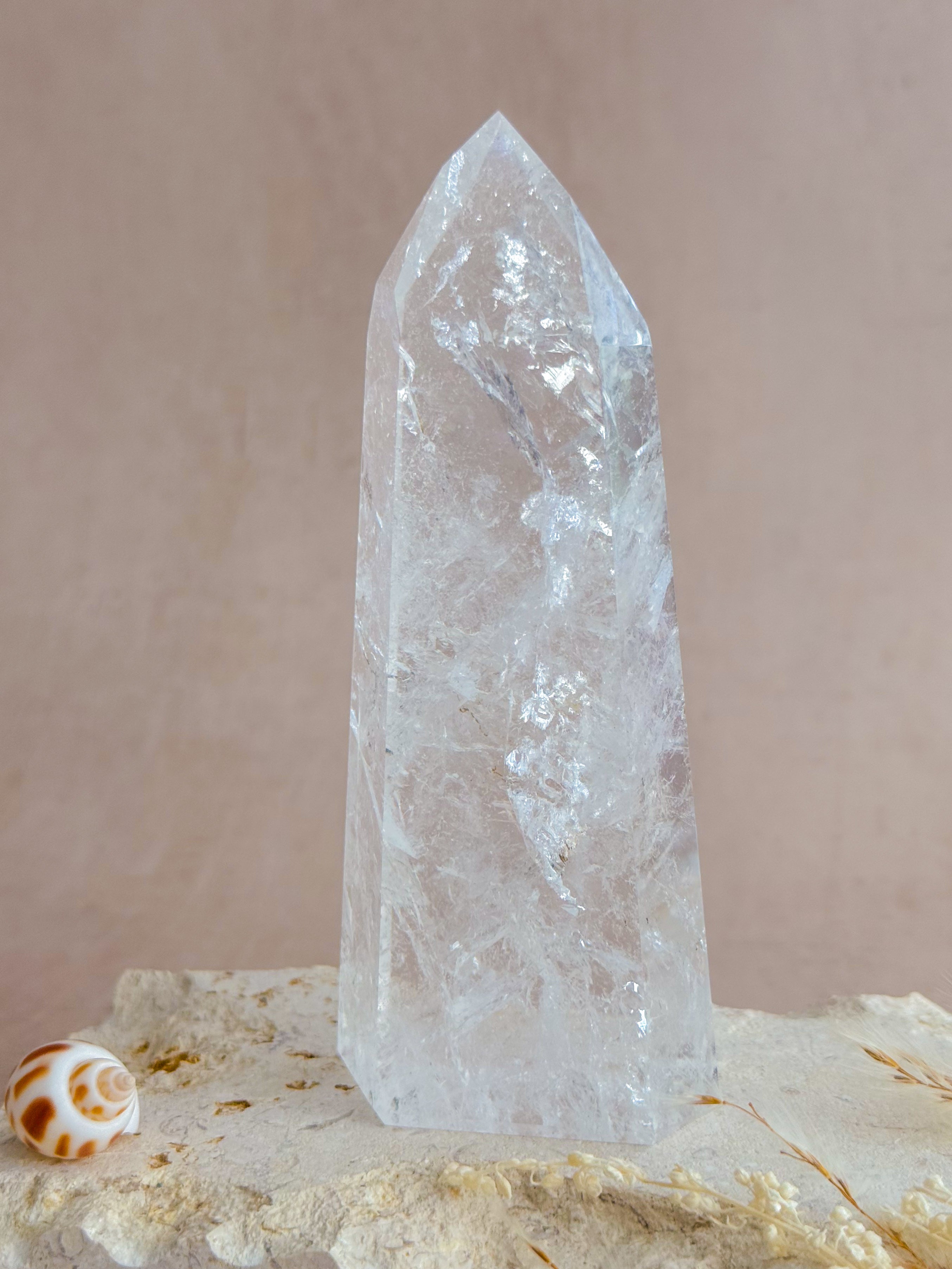 Polished Lemurian Tower with Rainbows | Brazil