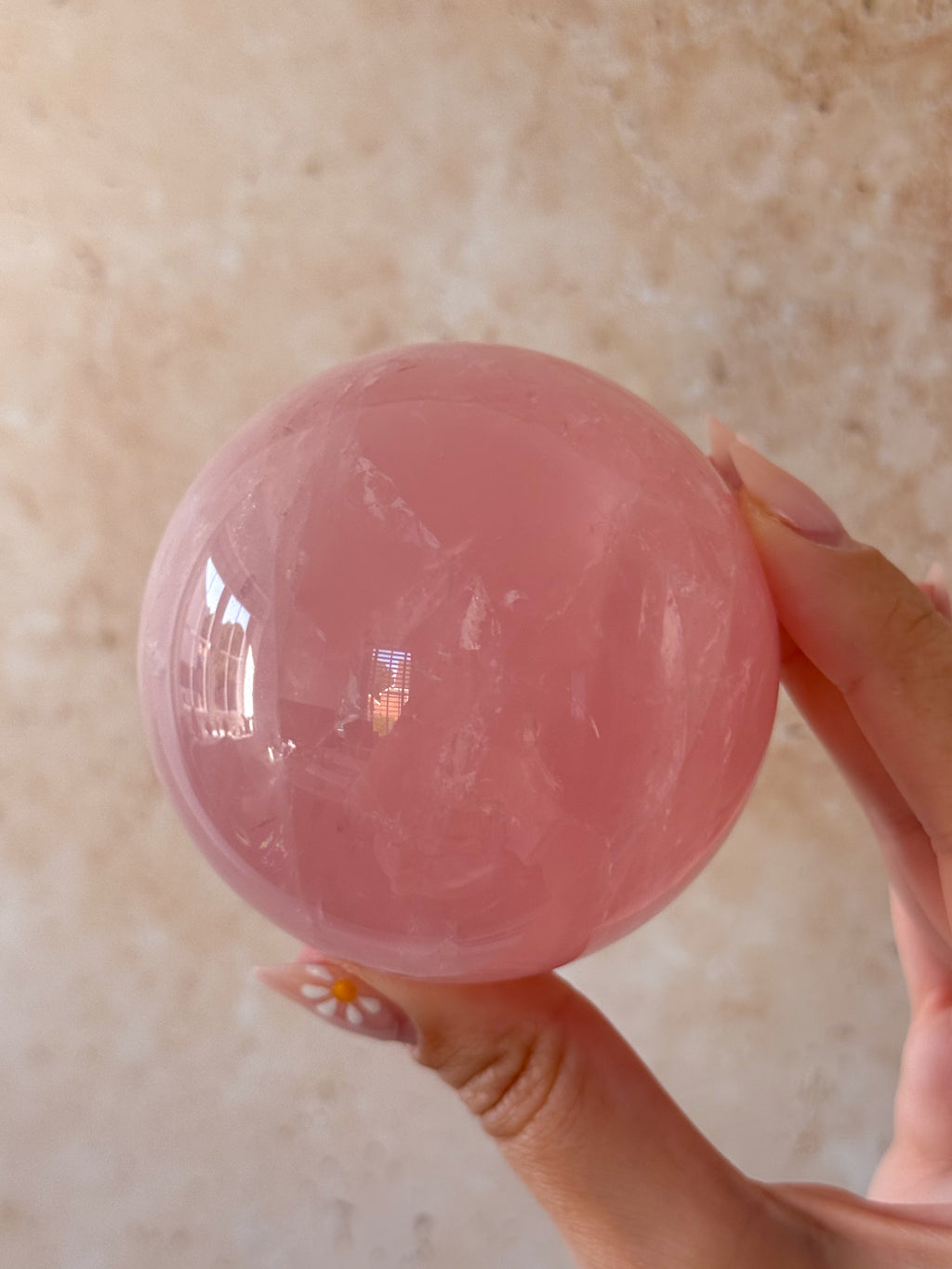 Bubblegum Star Rose Quartz Sphere | Madagascar