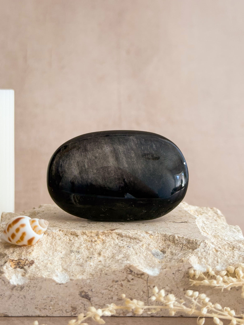 Silver Sheen Obsidian Palmstone | Mexico