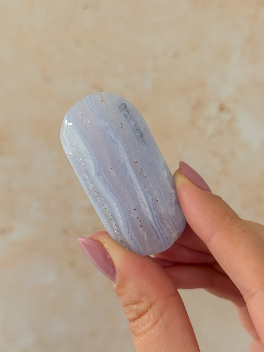 Blue Lace Agate Palmstone | Namibia