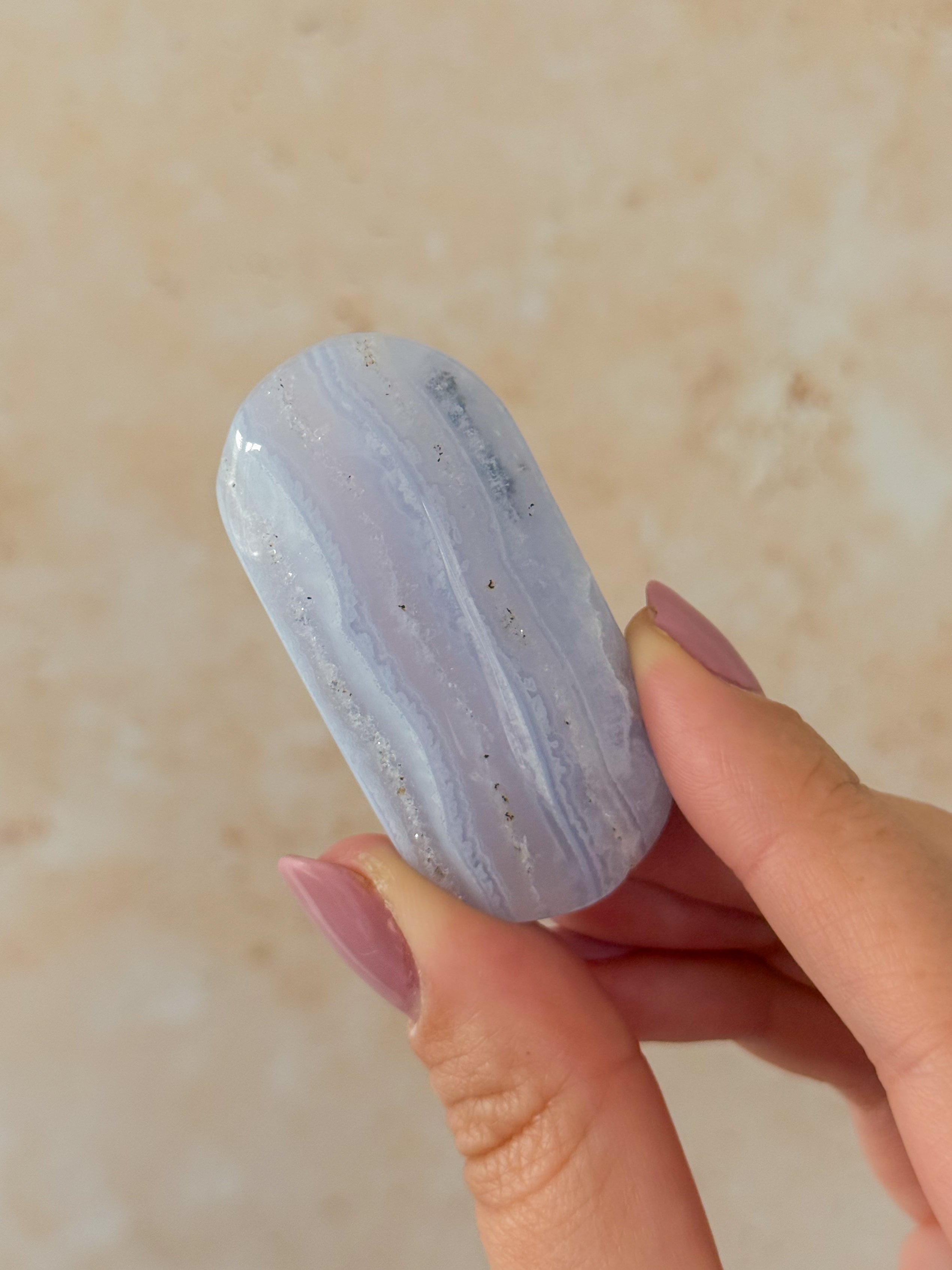 Blue Lace Agate Palmstone | Namibia