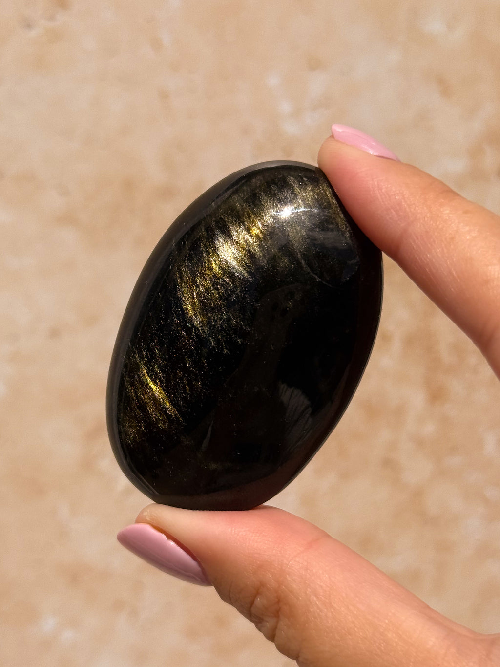 Golden Sheen Obsidian Palmstone B | Mexico