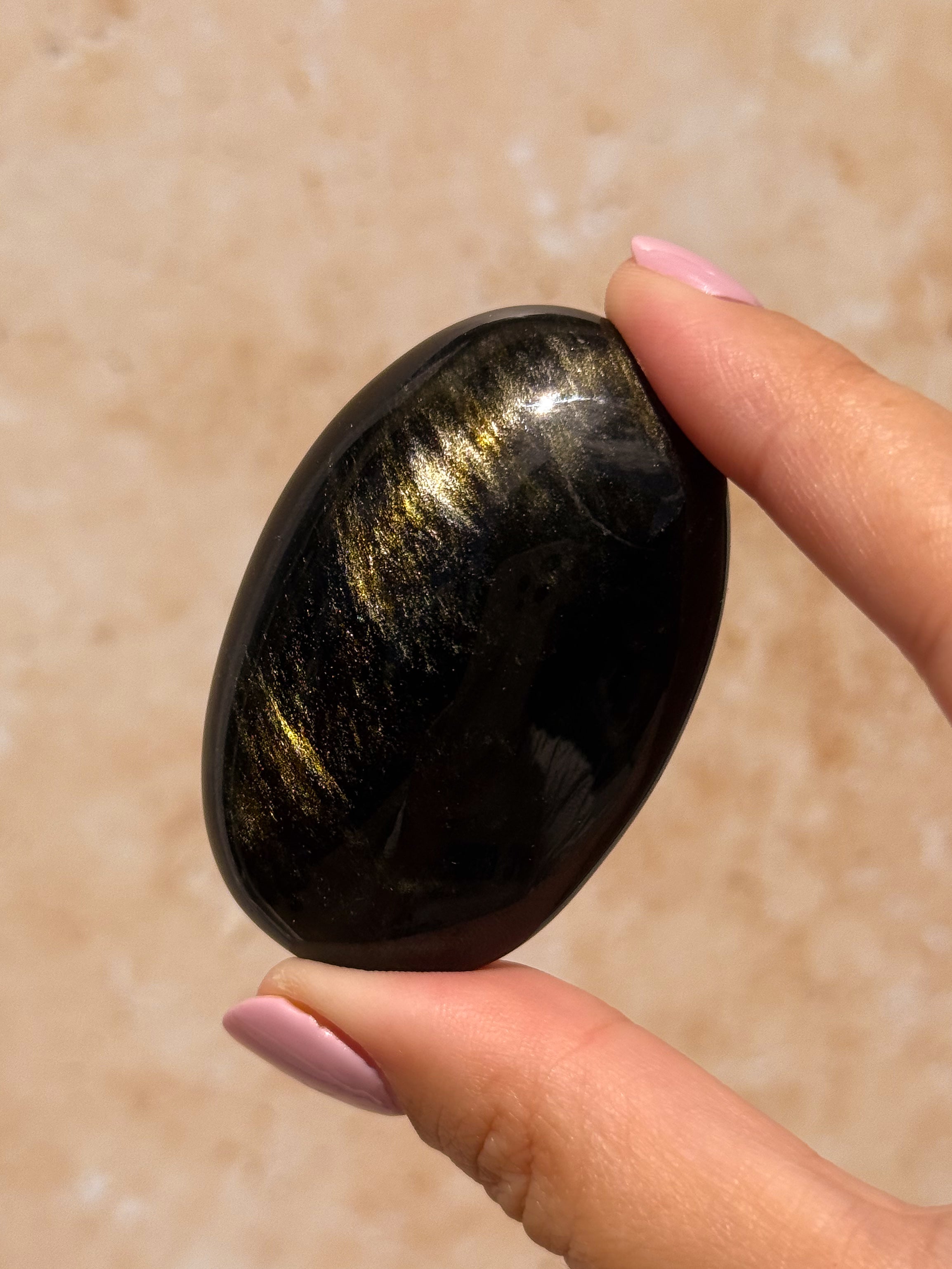 Golden Sheen Obsidian Palmstone B | Mexico