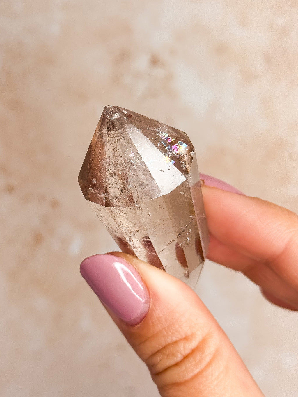 Smoky Lemurian Quartz Vogel With Rainbows E | Brazil