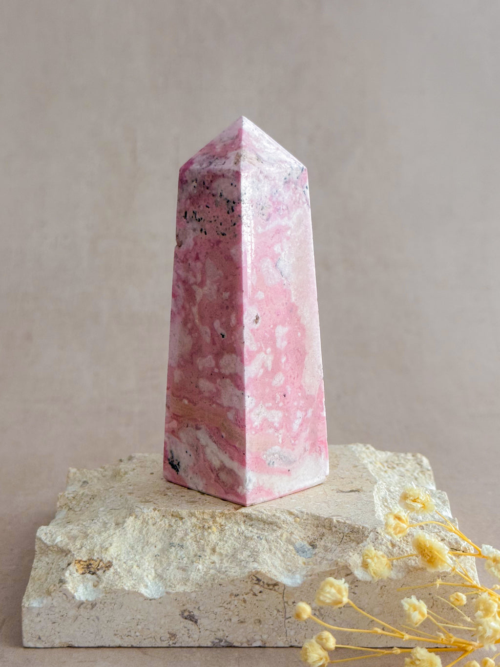 Bubblegum Rhodonite Obelisk | Peru