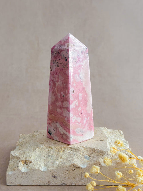 Bubblegum Rhodonite Obelisk | Peru