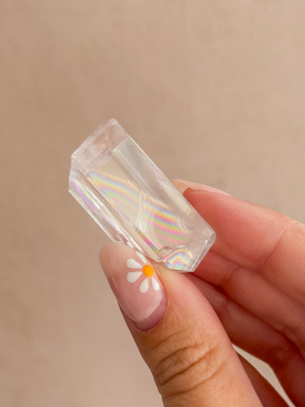 Polished Optical Calcite with Rainbows | India