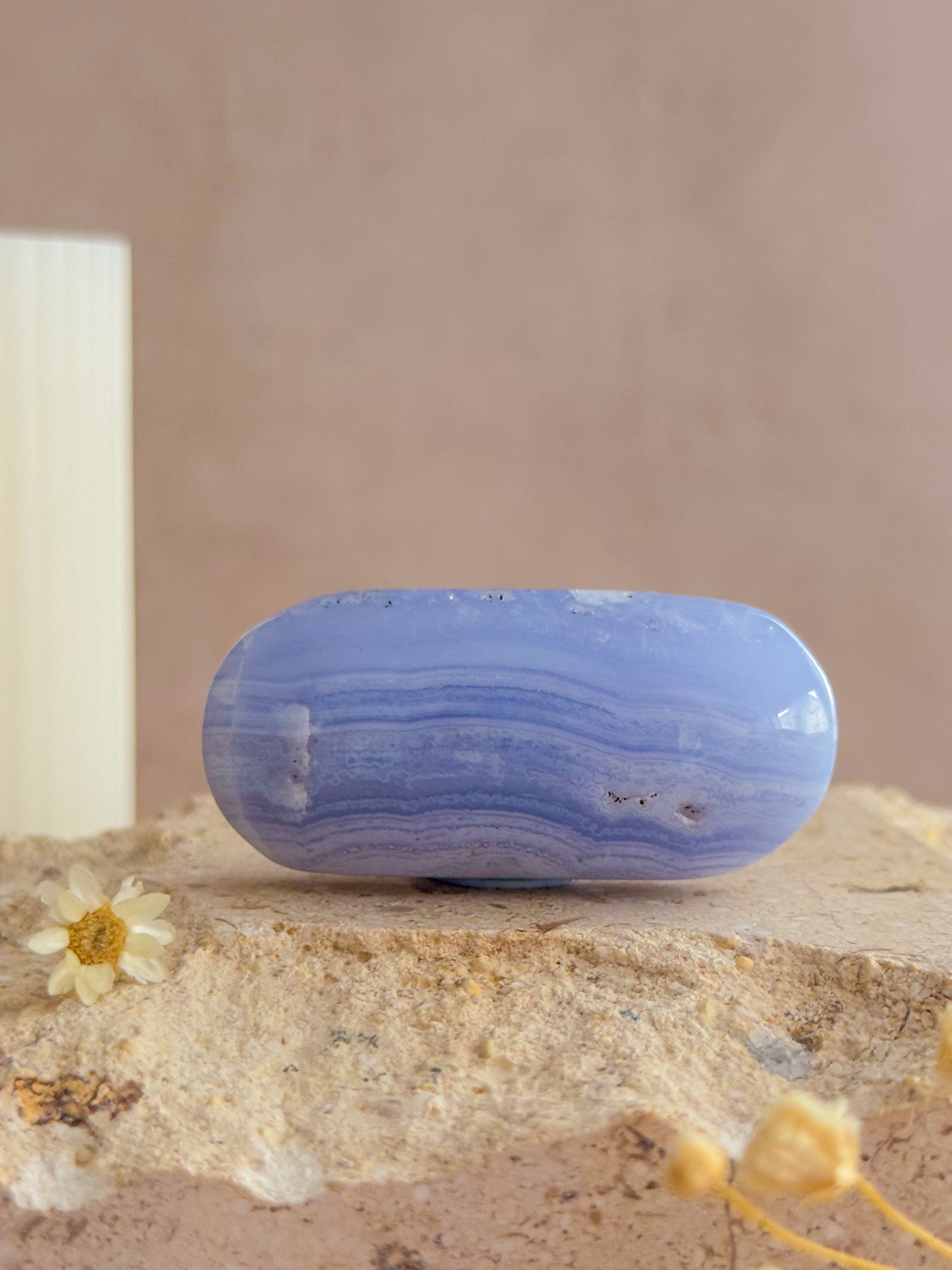 Blue Lace Agate Palmstone | Namibia