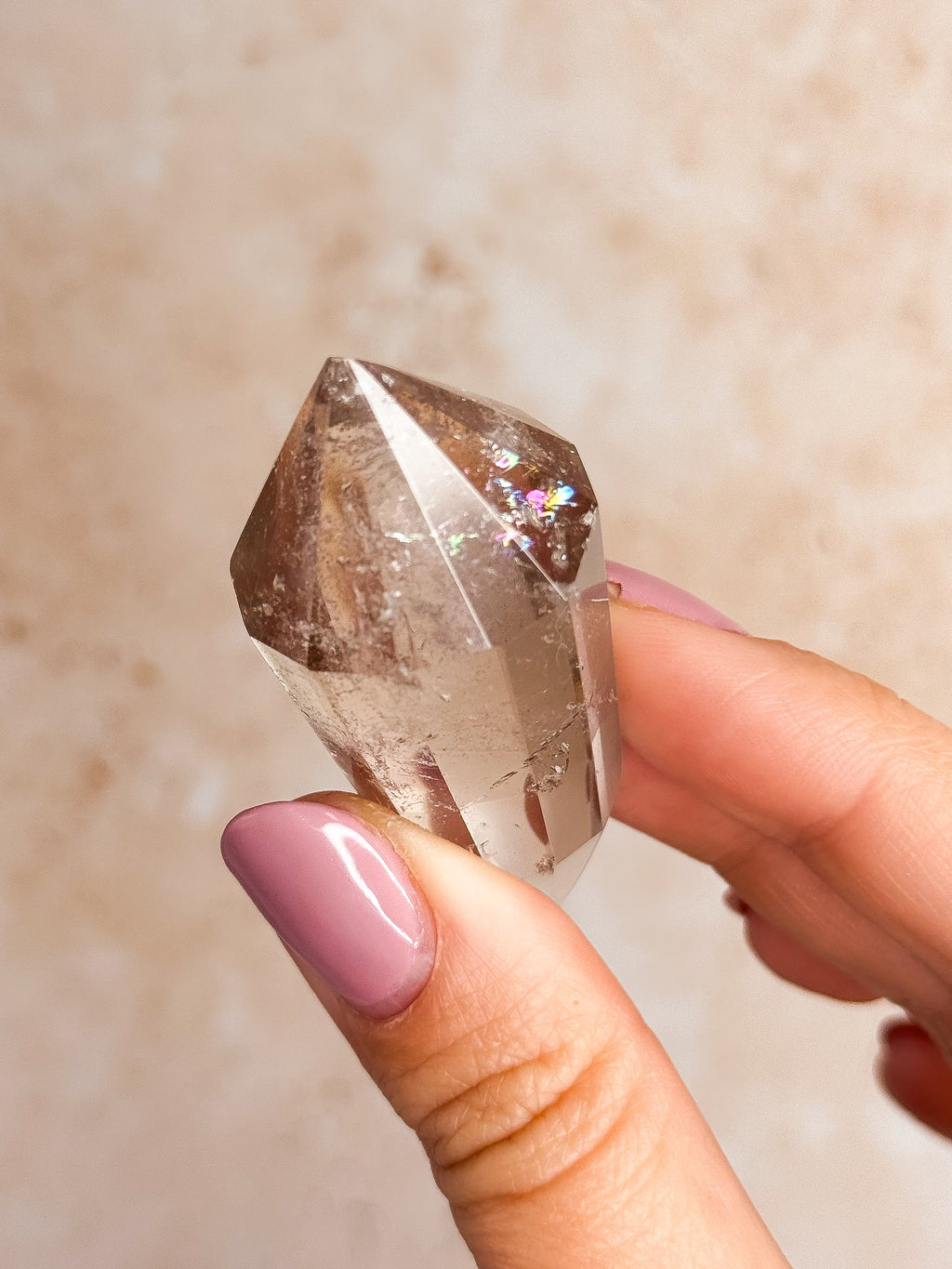 Smoky Lemurian Quartz Vogel With Rainbows E | Brazil