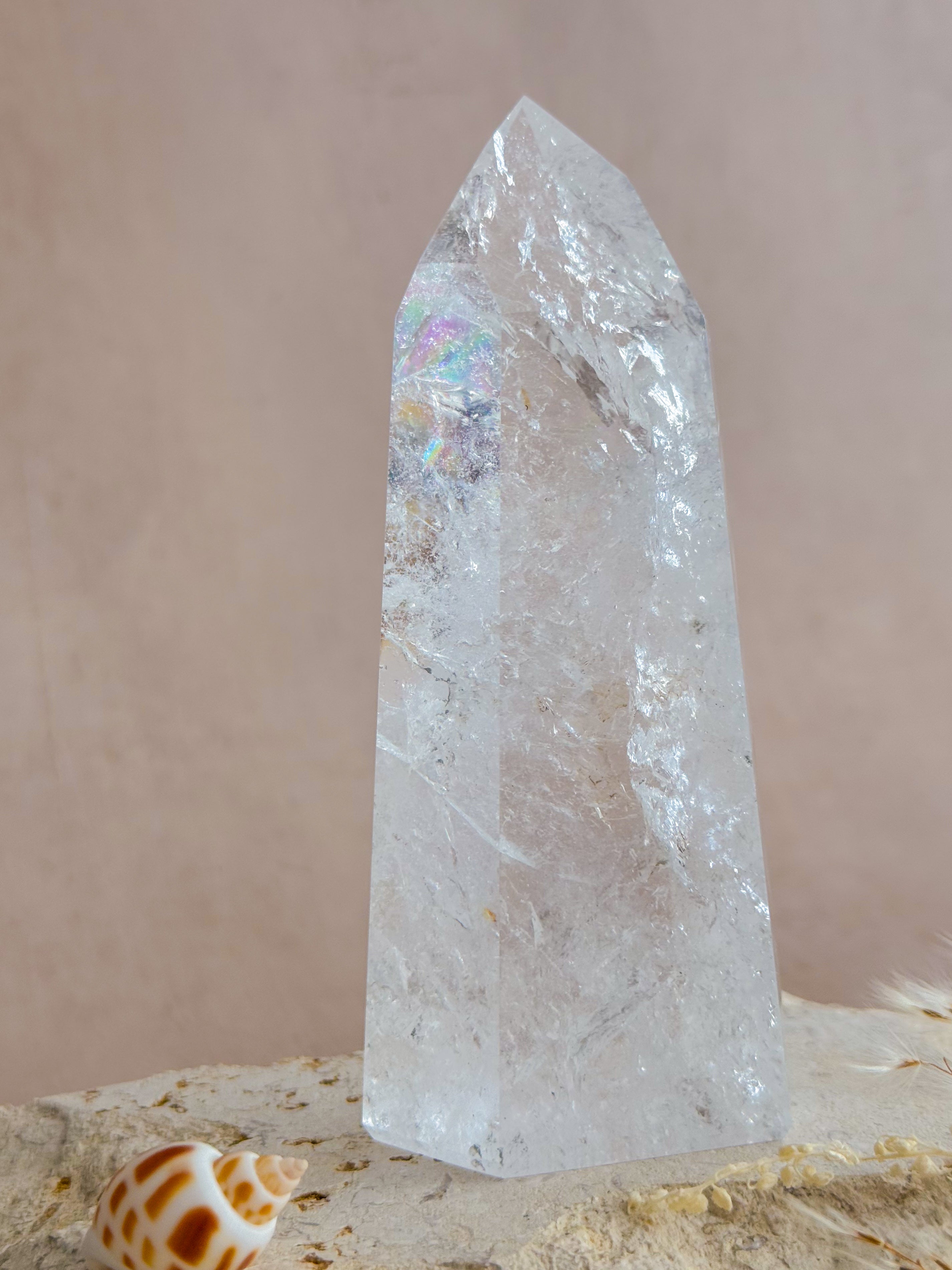 Polished Lemurian Tower with Rainbows | Brazil
