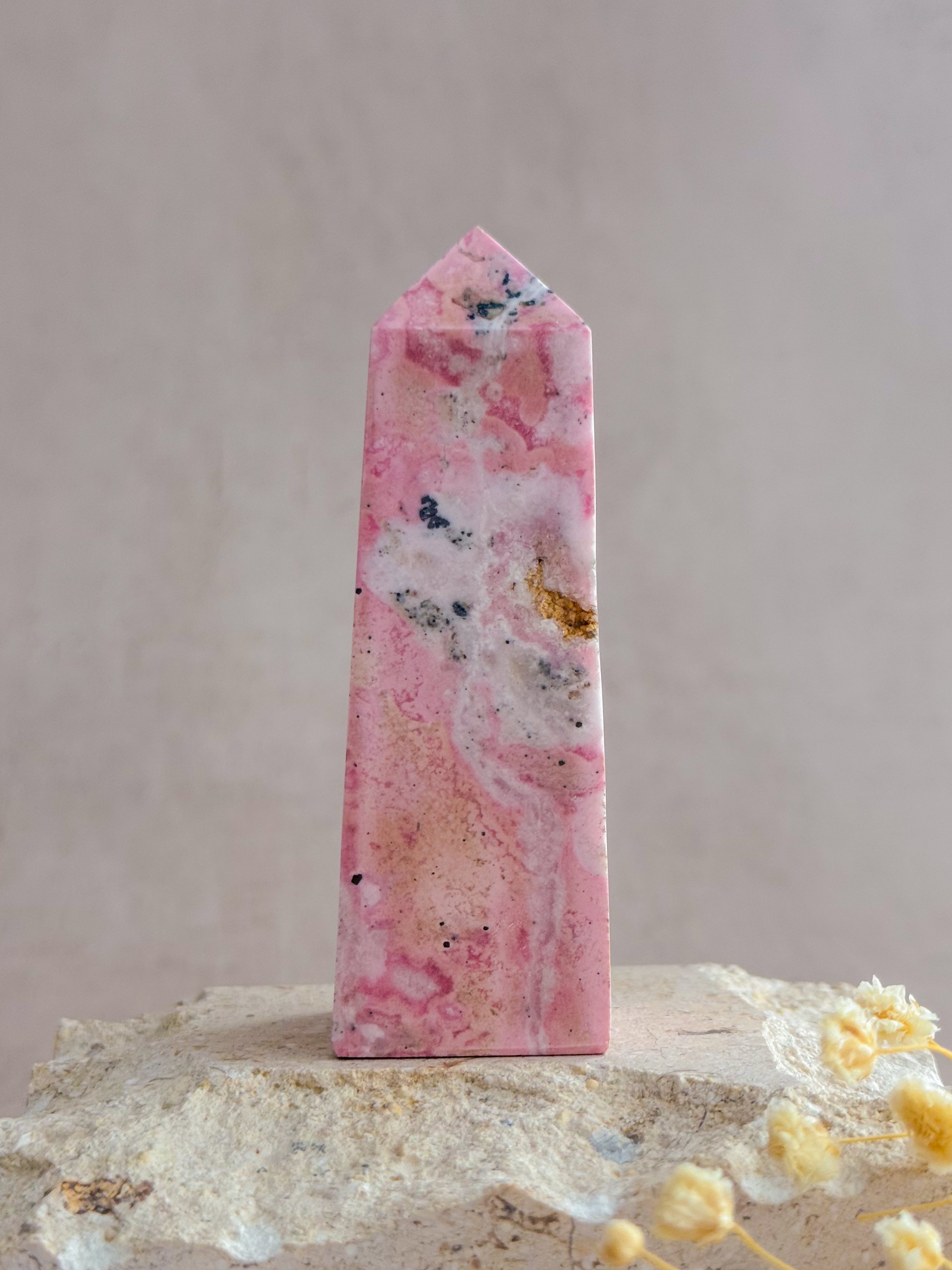 Bubblegum Rhodonite Obelisk | Peru