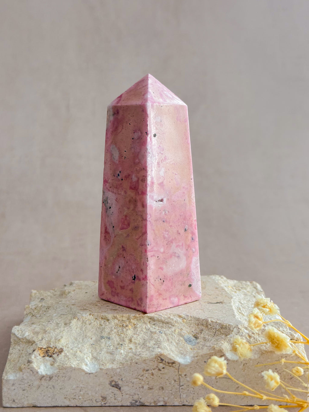 Bubblegum Rhodonite Obelisk | Peru