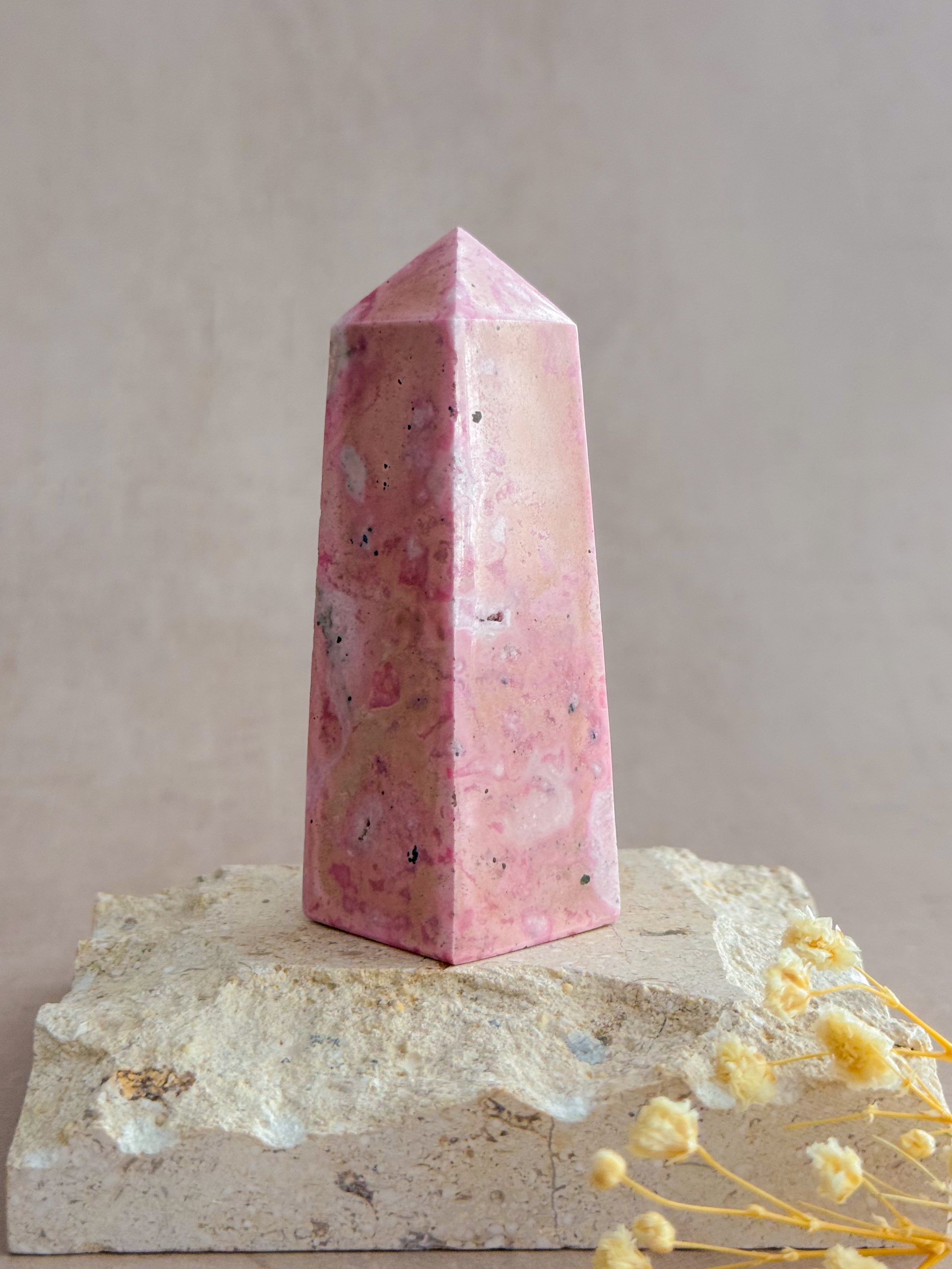 Bubblegum Rhodonite Obelisk | Peru