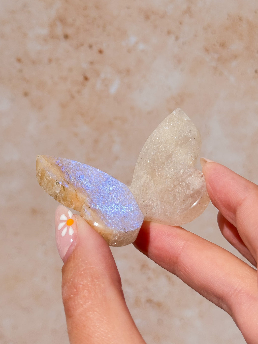 Tanzanian Moonstone 3D Butterfly Carving with Flash C | Tanzania