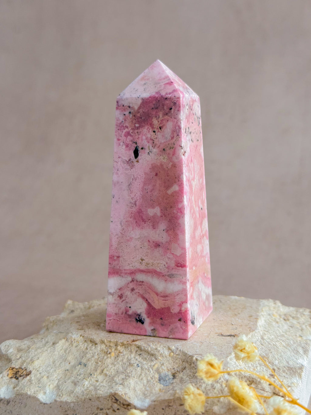 Bubblegum Rhodonite Obelisk | Peru