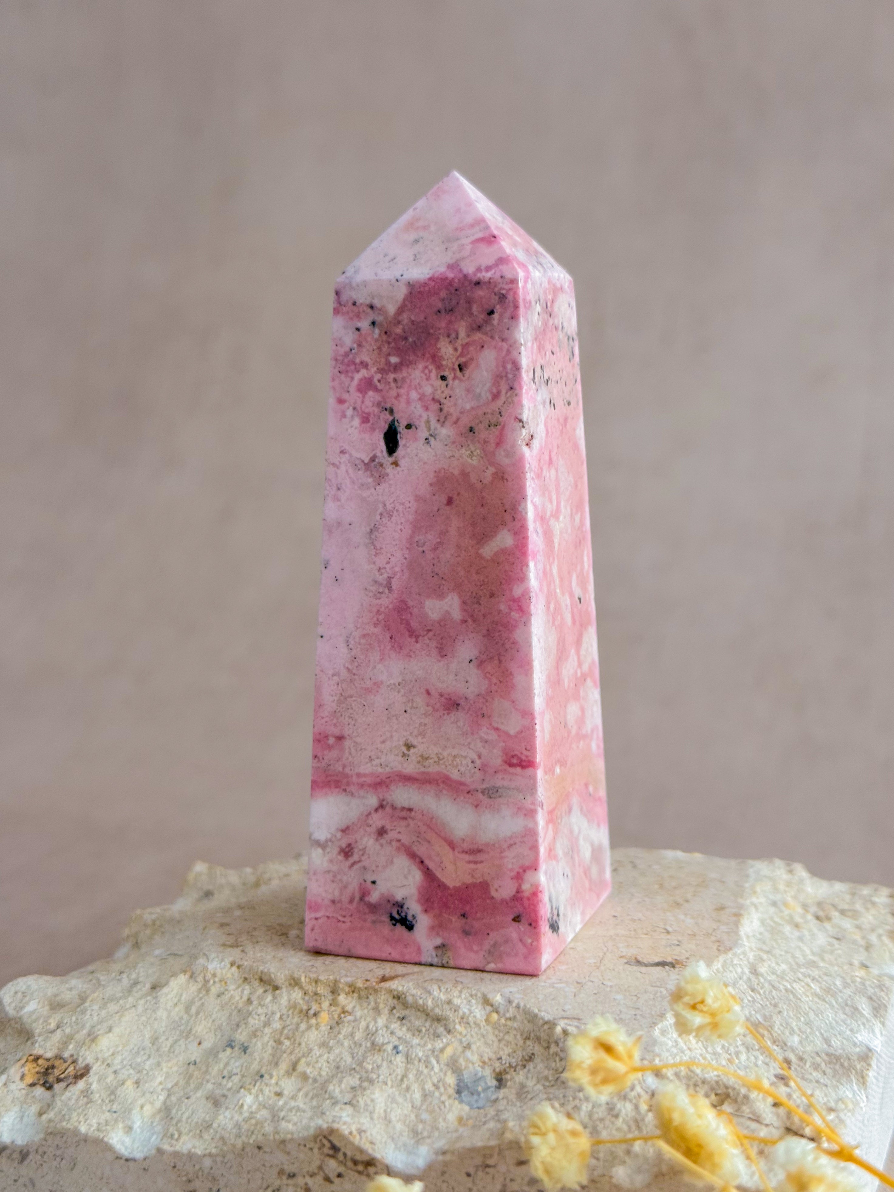 Bubblegum Rhodonite Obelisk | Peru