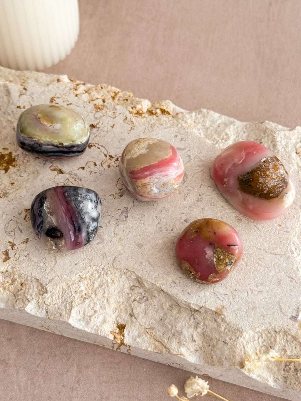 Andean Rose Opal Tumblestones | Peru