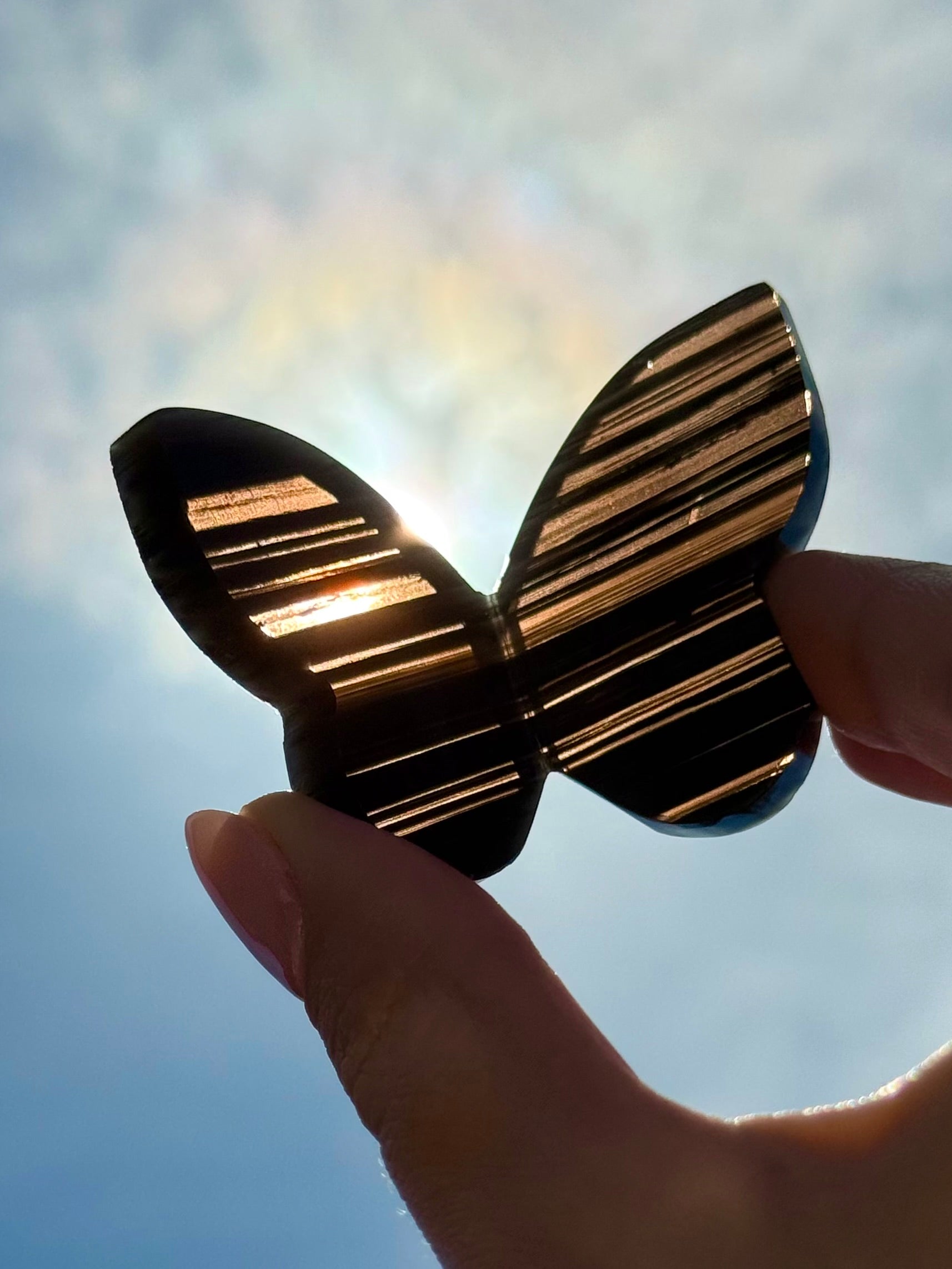 Midnight Lace Obsidian 3D Butterfly Carving D | Armenia