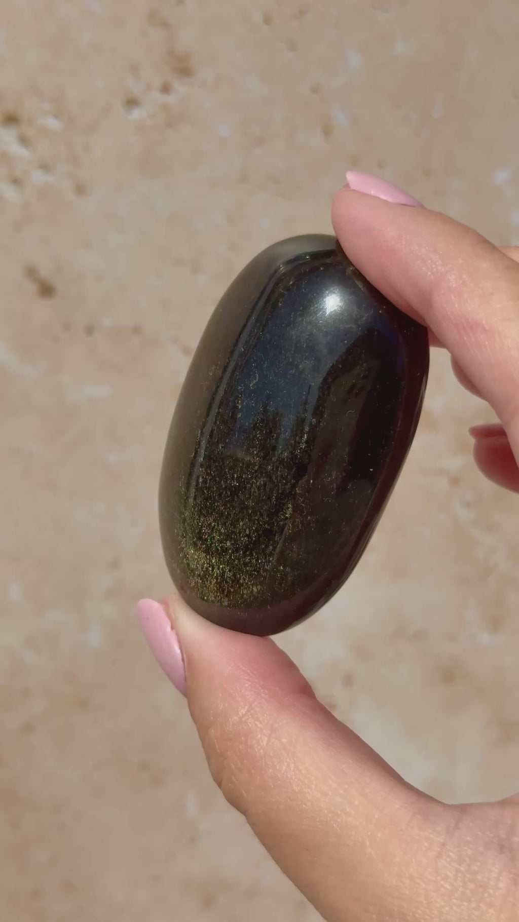 Golden Sheen Obsidian Palmstone A | Mexico