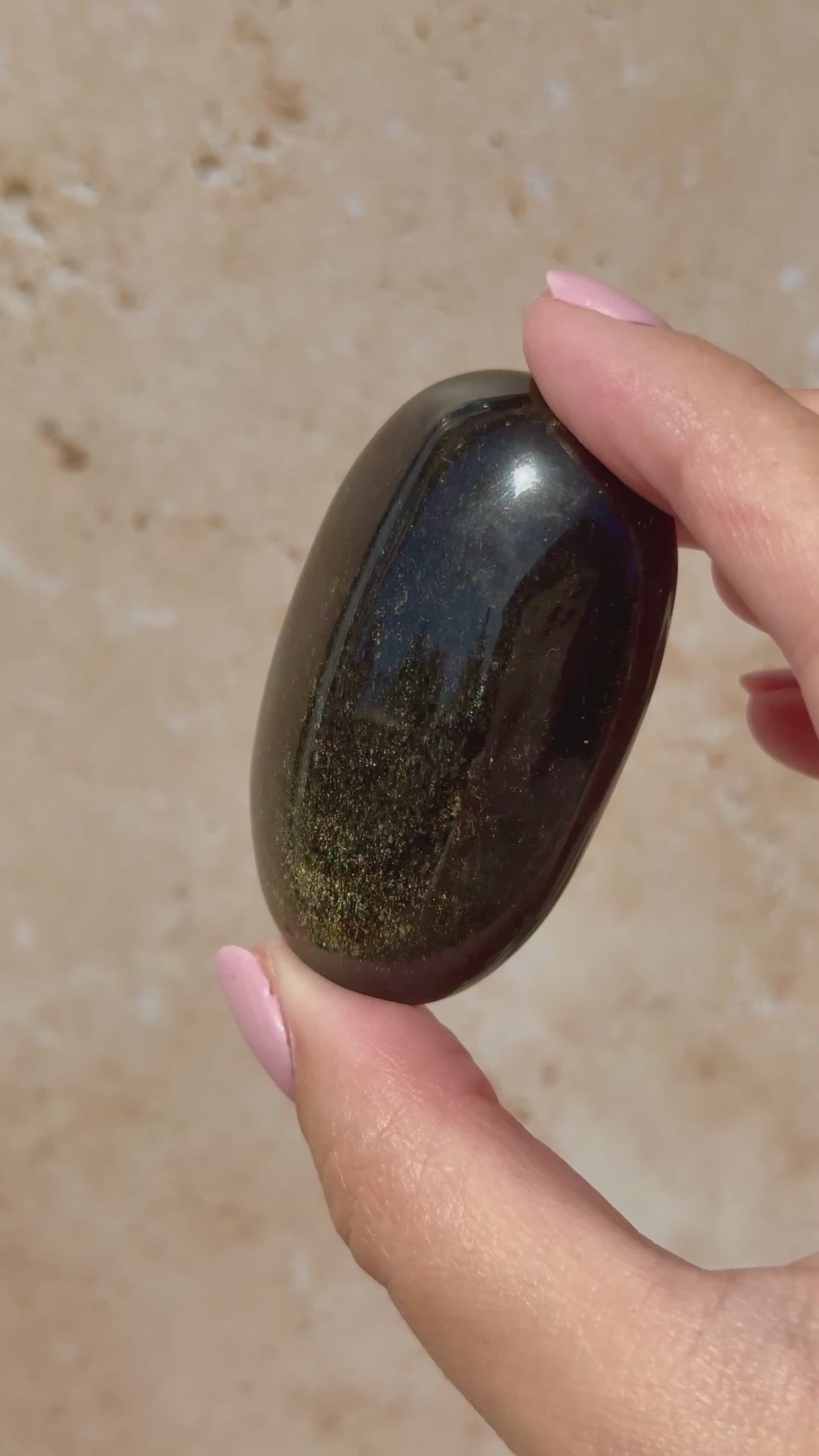 Golden Sheen Obsidian Palmstone A | Mexico