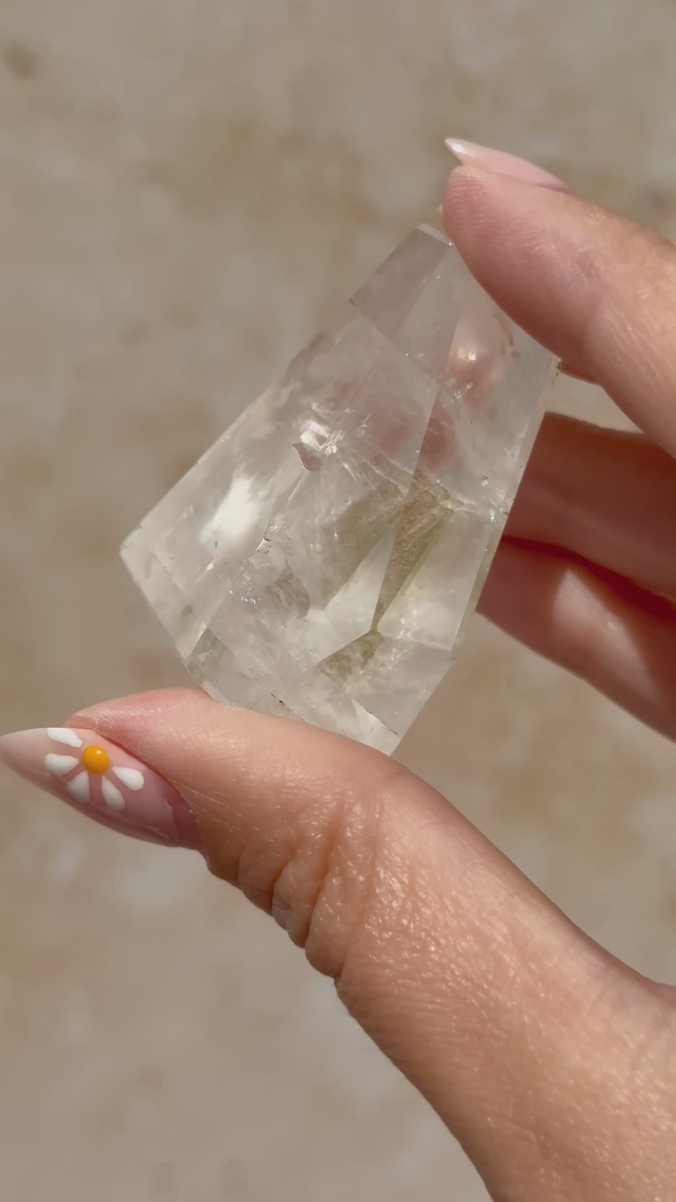 Polished Optical Calcite with Rainbows B | India