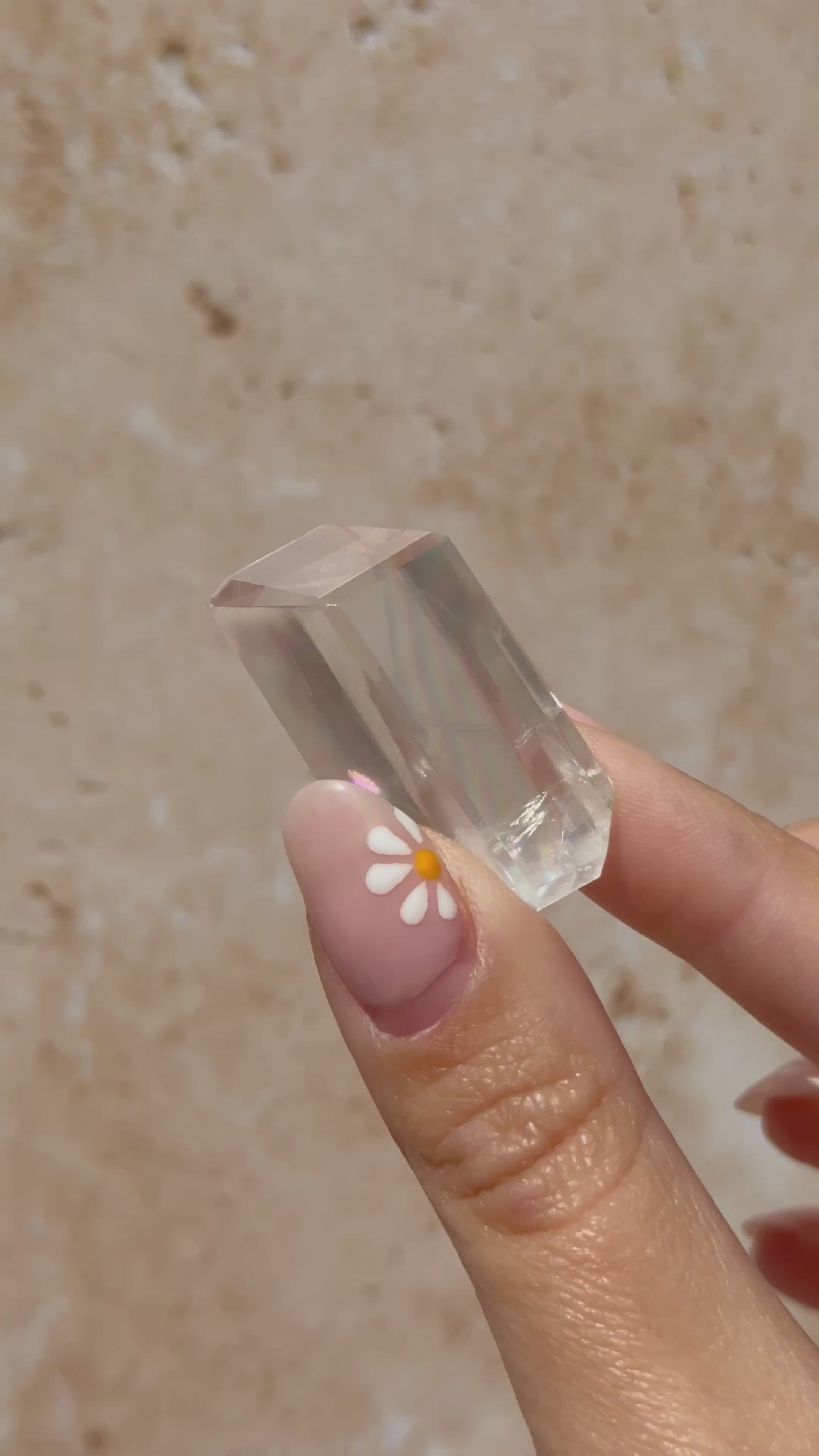 Polished Optical Calcite with Rainbows | India