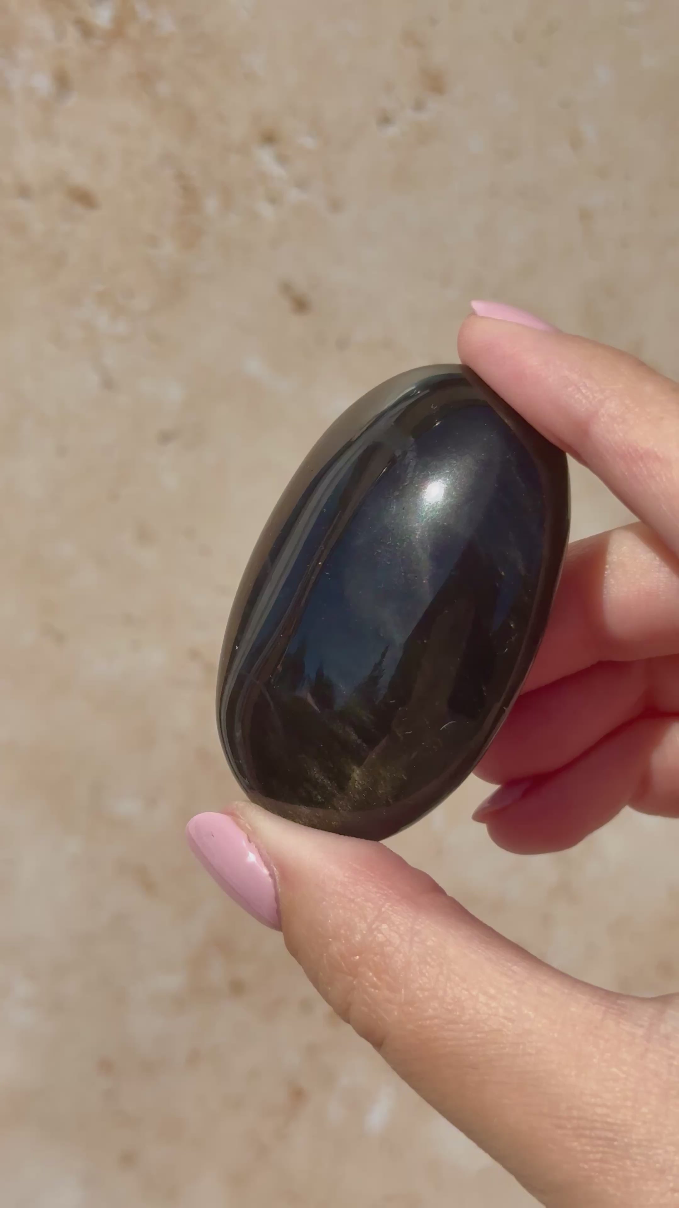 Golden Sheen Obsidian Palmstone B | Mexico