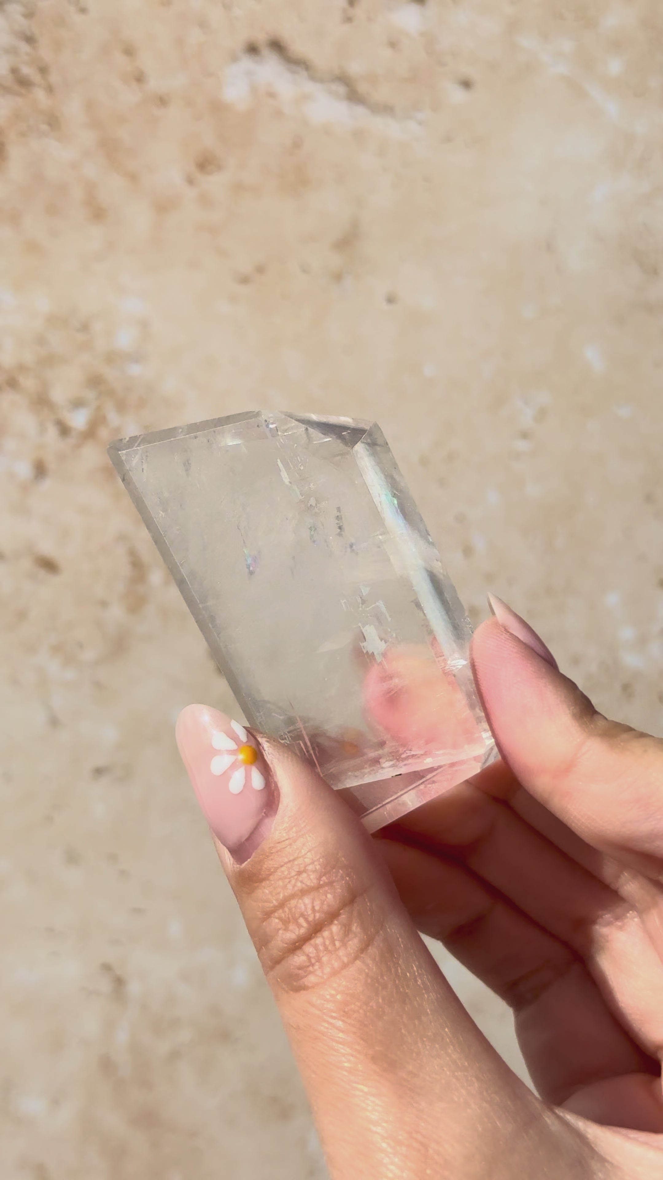 Polished Optical Calcite with Rainbows | India