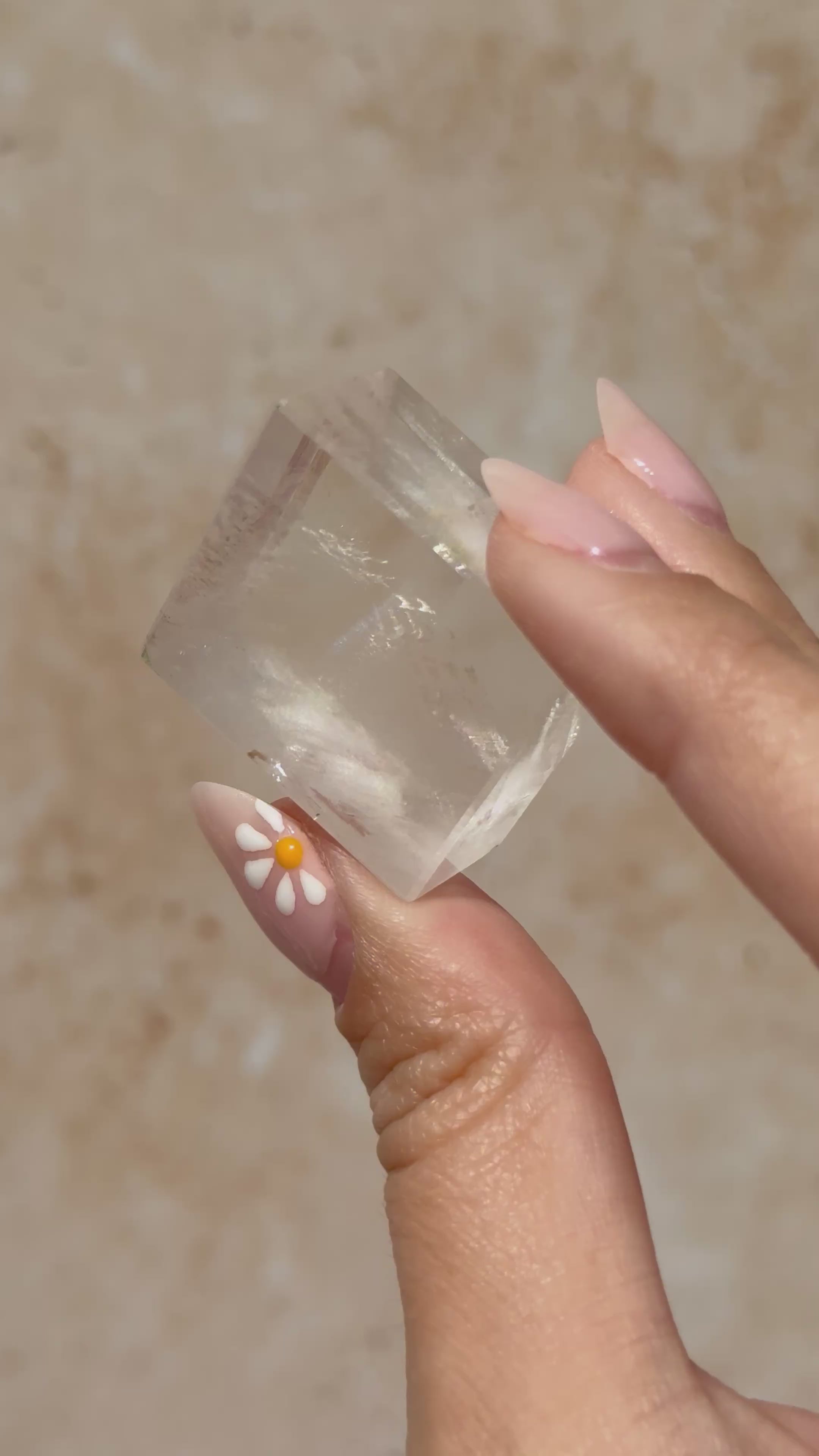 Polished Optical Calcite with Rainbows | India
