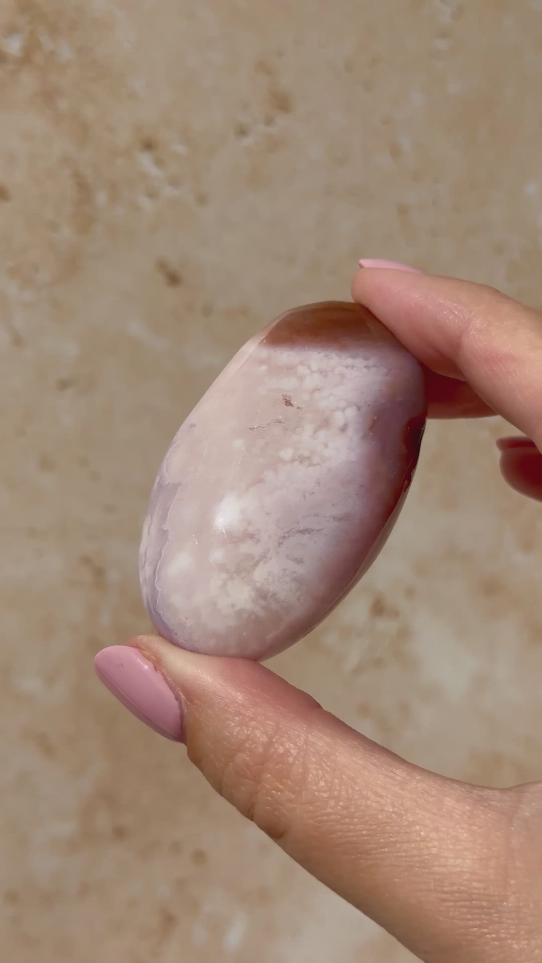 Purple Flower Agate Palmstone | Madagascar