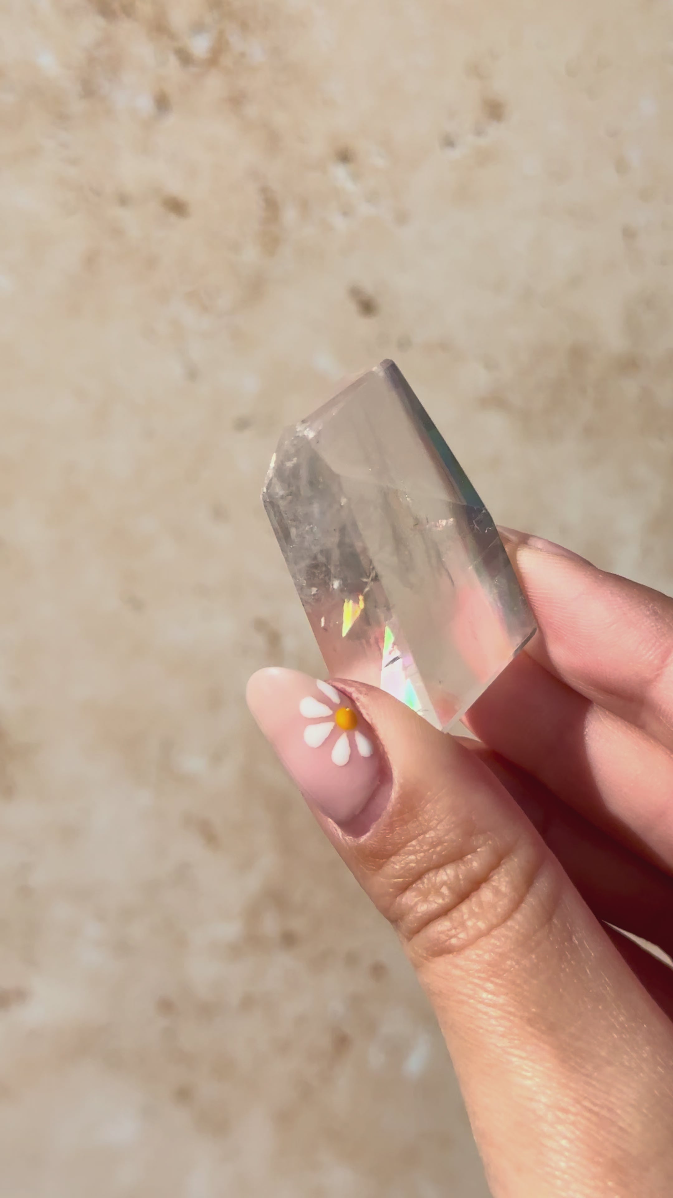 Polished Optical Calcite with Rainbows | India