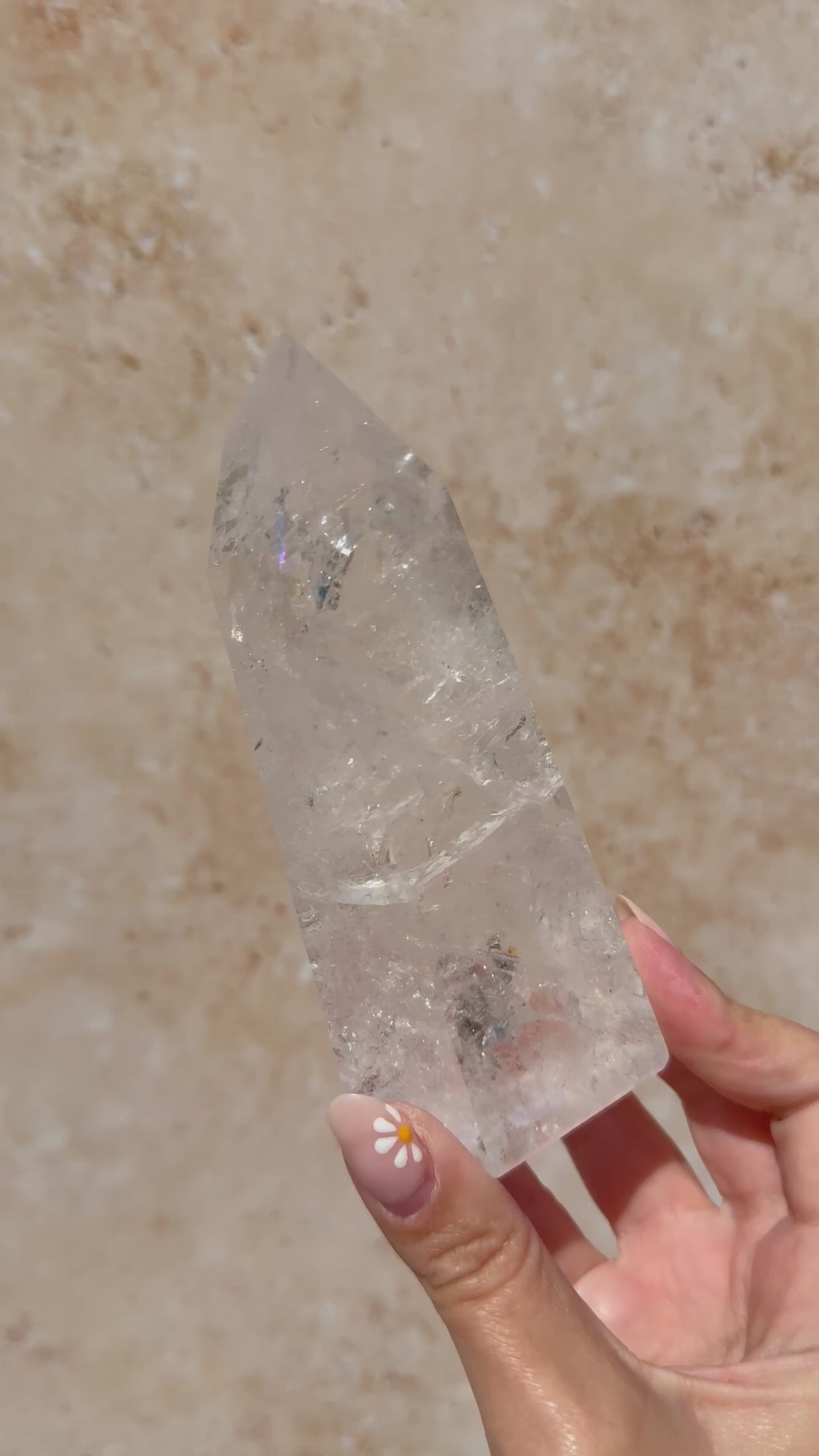 Polished Lemurian Tower with Rainbows | Brazil
