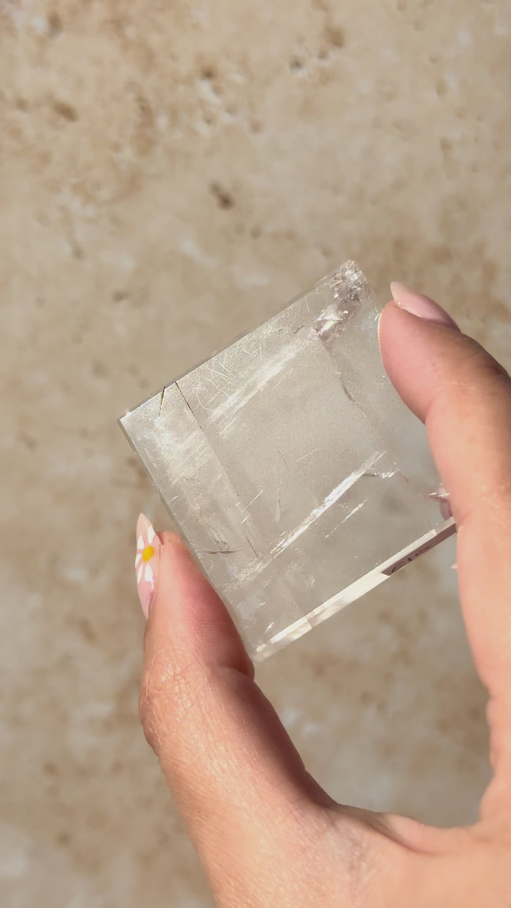 Polished Optical Calcite with Rainbows | India