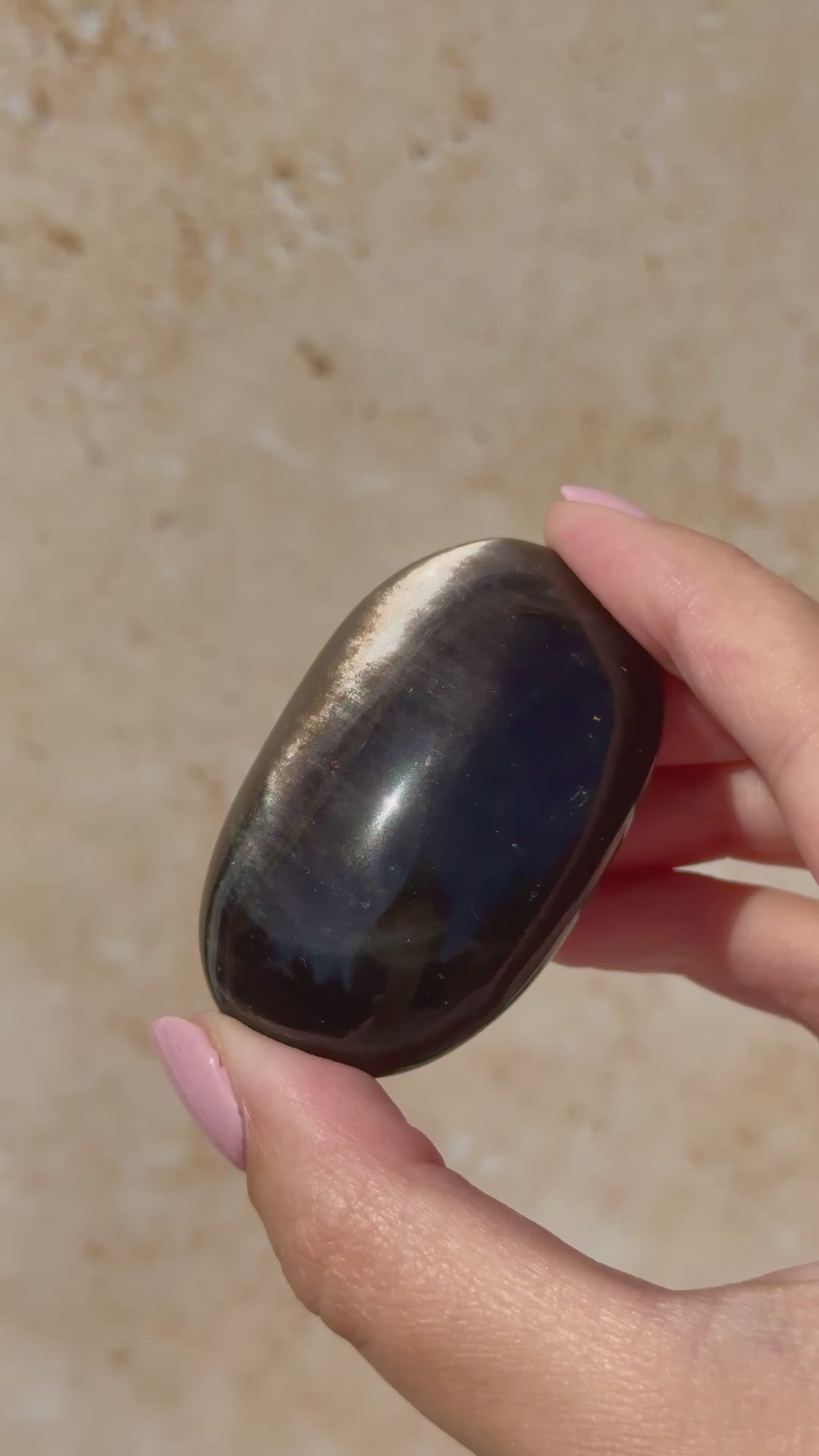 Silver Sheen Obsidian Palmstone | Mexico
