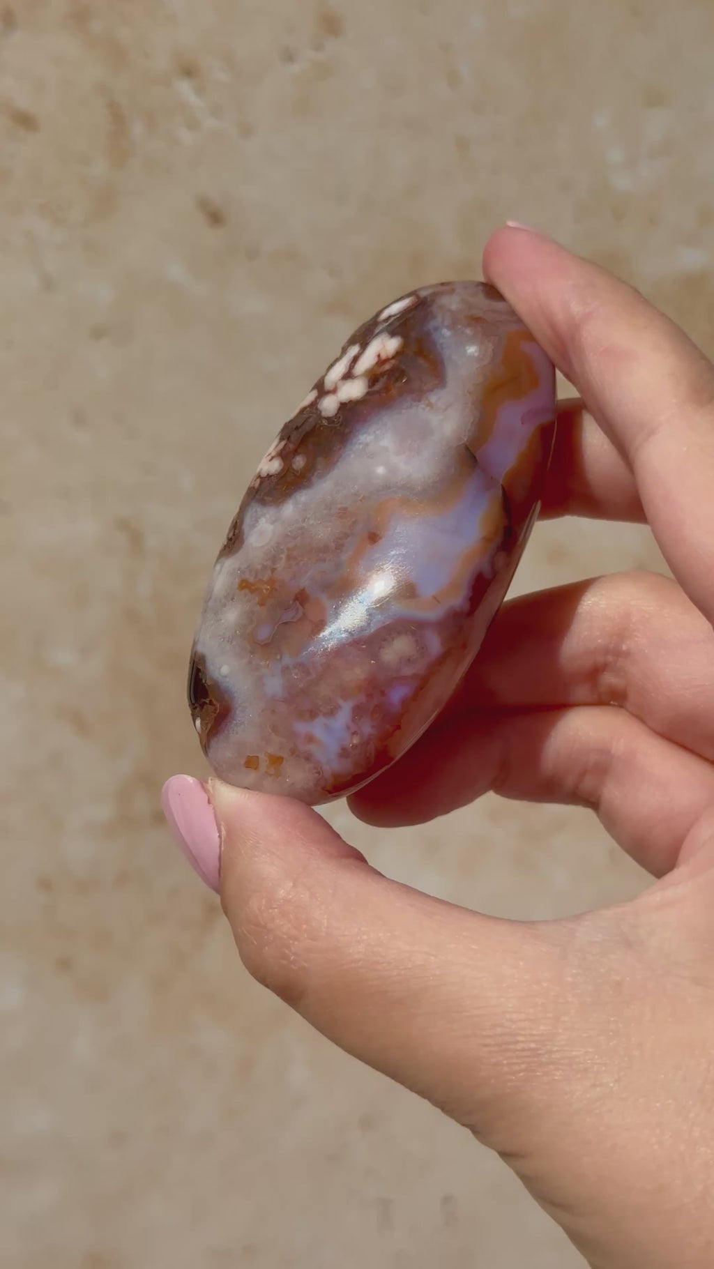 Purple Flower Agate Palmstone | Madagascar